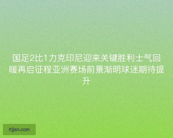 国足2比1力克印尼迎来关键胜利士气回暖再启征程亚洲赛场前景渐明球迷期待提升 国足2比1力克印尼迎来关键胜利士气回暖再启征程亚洲赛场前景渐明球迷期待提升
