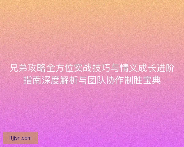 兄弟攻略全方位实战技巧与情义成长进阶指南深度解析与团队协作制胜宝典